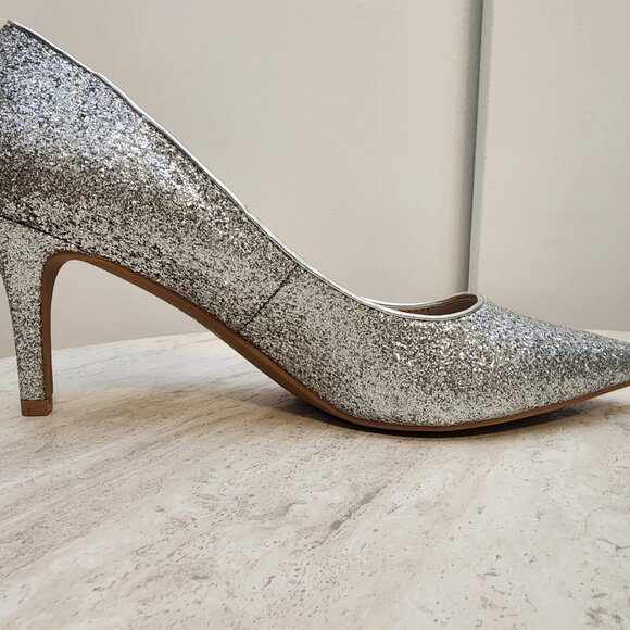 On 34th Womens Jeules Pointed-Toe Sli Silver Glitter 8M - Picture 8 of 10